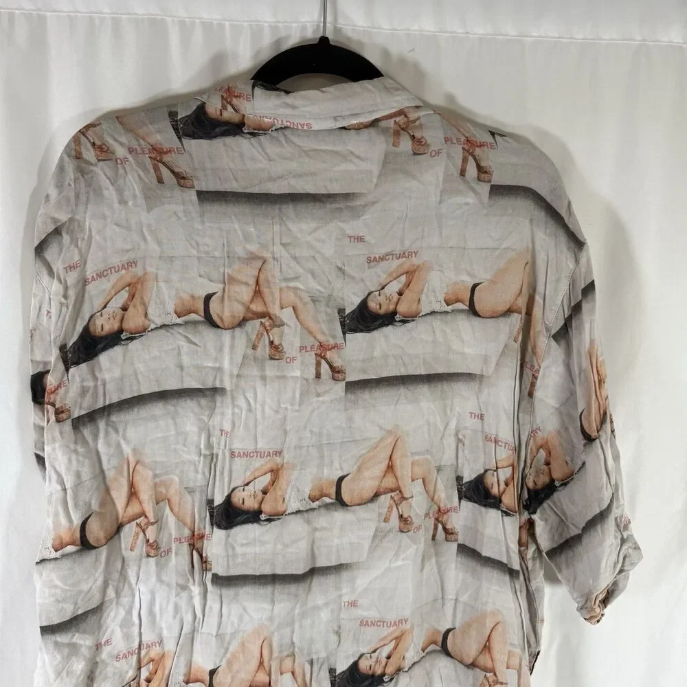 Playboy X Pacsun Shirt Men's Large Button Up Short Sleeve The Sanctuary Camp